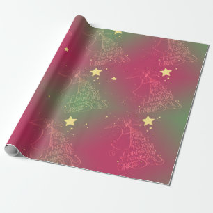 Papier Cadeau "Je T'Apporte Des Tidings..." Angel Vert rose