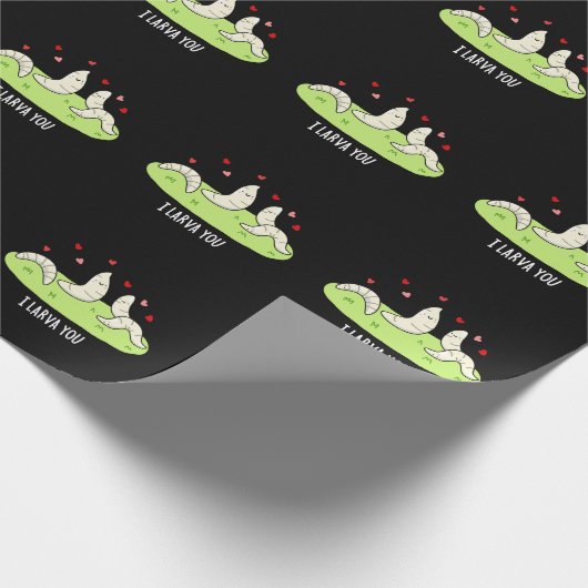 Papier Cadeau Je T'apprends Drôle Larvae Love Pun Dark BG (Coin)