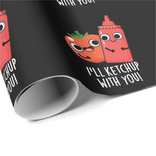 Papier Cadeau Je vais Ketchup avec vous amusant jeu de nourritur (Coin rond)
