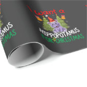 Papier Cadeau Je Veux Hippopotame Pour Noël T-shirt Noteboo (Coin rond)