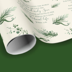 Papier Cadeau Jean 3:16 Bible Sage Moderne Noël personnalisé