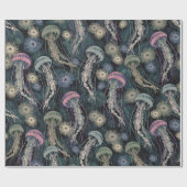 Papier Cadeau Jellyfish et anémones éthériques en Turquoise et r (Plat)