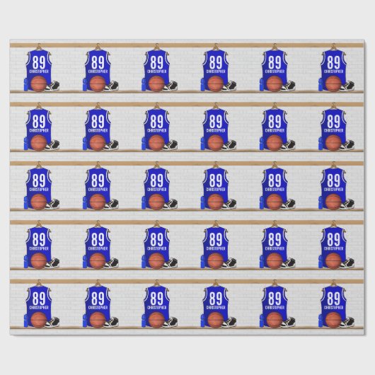 Papier Cadeau Jersey Blue and White Basketball (Plat)