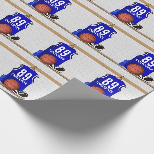 Papier Cadeau Jersey Blue and White Basketball (Coin)