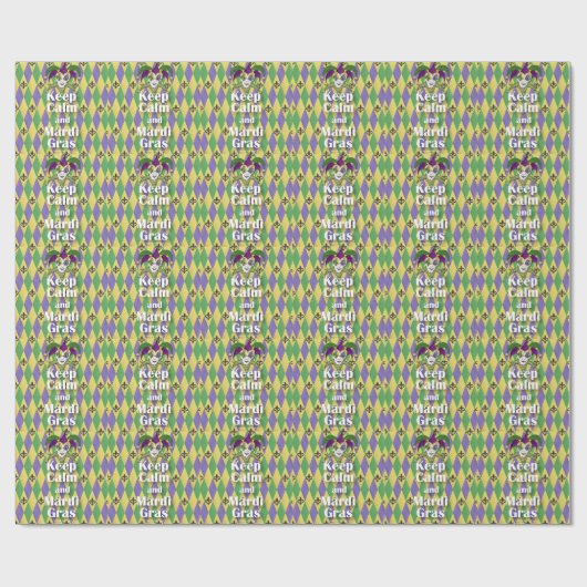 Papier Cadeau Jester Mask Keep Calm and Mardi Gras (Plat)