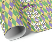 Papier Cadeau Jester Mask Keep Calm and Mardi Gras (Coin rond)
