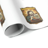 Papier Cadeau Jésus Escalier Flou Test Captcha Sécurité Tech Hum (Coin rond)