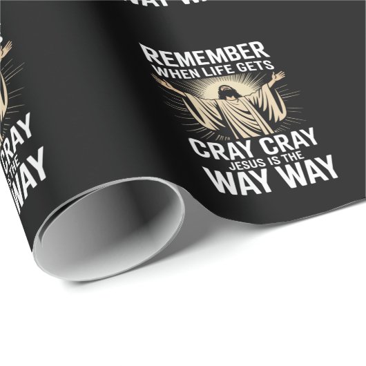 Papier Cadeau Jésus Est La Façon Drôle De Noël Foi Religieuse (Coin rond)