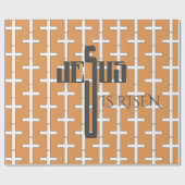 Papier Cadeau Jésus est ressuscité _rétro orange croix motif (Plat)