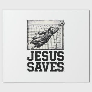 Papier Cadeau Jesus Sauve Gardien de Football T-Shirt Gravure Vi