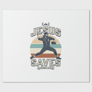 Papier Cadeau Jesus Sauve Le Baseball Vintage Chrétien Vector De