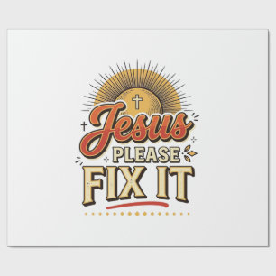 Papier Cadeau Jésus S'il Vous Plaît Réparez-Le Typographie Chrét