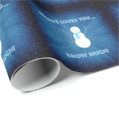 Papier Cadeau Jésus T'Aime Beaucoup De Neige ! Christian Snowman (Coin rond)