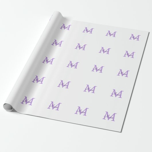 Papier Cadeau jeté simple minimal ajouter nom monogramme rose ro (Déroulé)