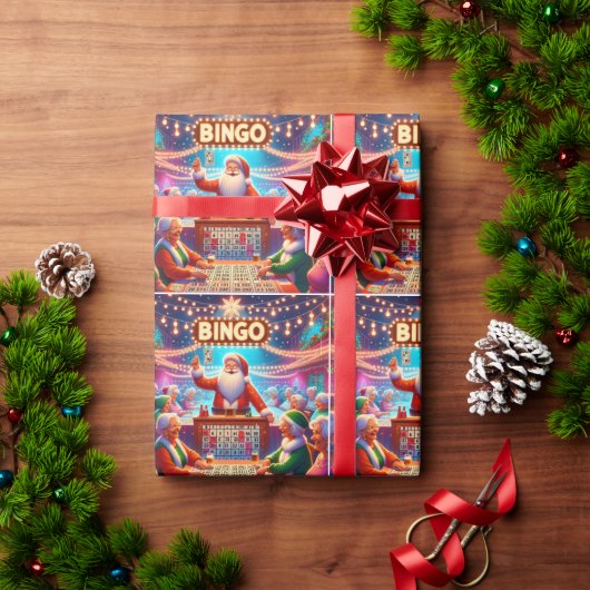 Papier Cadeau Jeu De Bingo Avec Père Noël Christmas (Cadeau de vacances)
