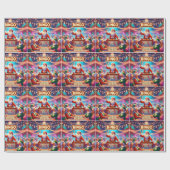 Papier Cadeau Jeu De Bingo Avec Père Noël Christmas (Plat)