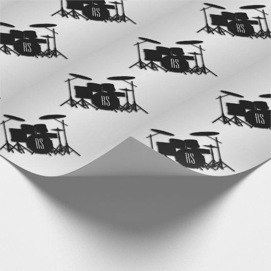 Papier Cadeau Jeu de tambour Monogramme Argent (Coin)