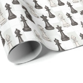 Papier Cadeau Jeu d'échecs Classique moderne noir et blanc (Coin rond)
