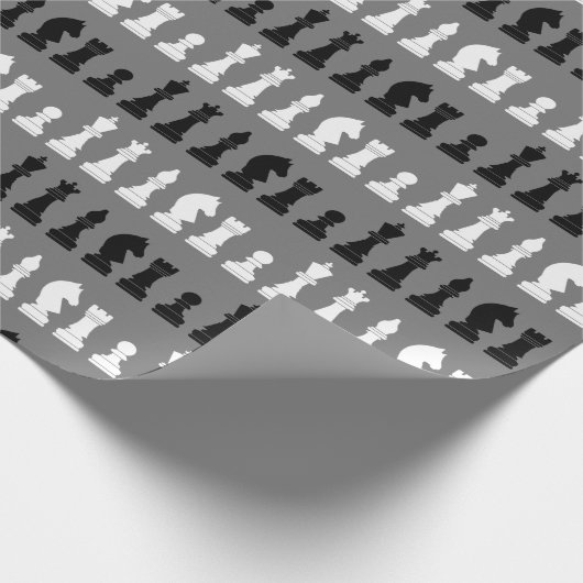 Papier Cadeau Jeu d'échecs gris moderne Motif (Coin)