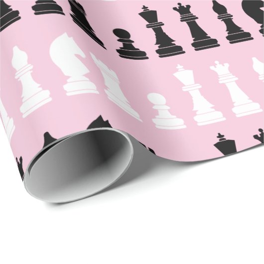 Papier Cadeau Jeu d'échecs rose moderne Motif (Coin rond)