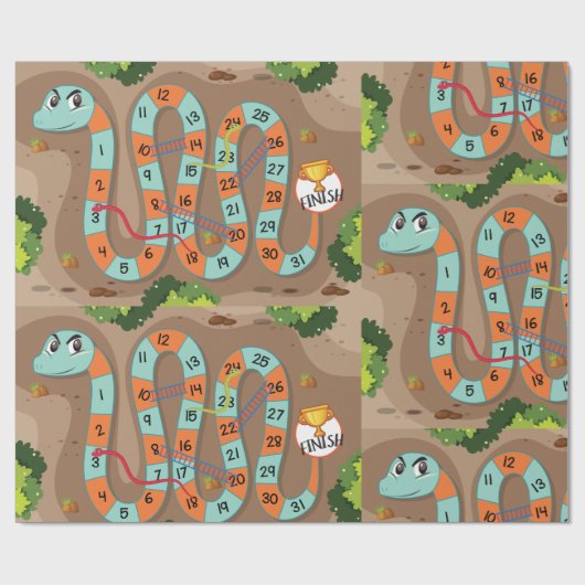 Papier Cadeau Jeu d'échelle de serpent (Plat)