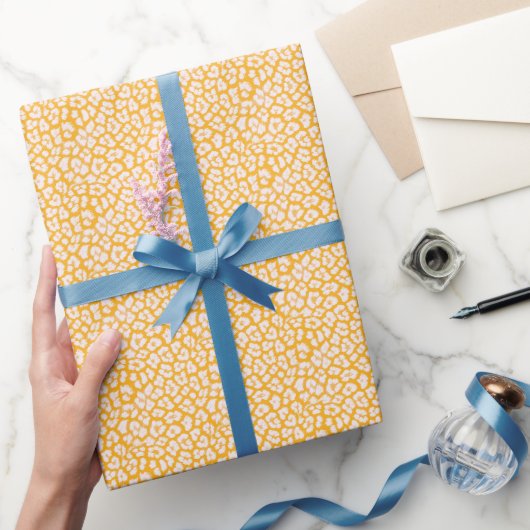 Papier Cadeau Jeu d'oreiller blanc jaune abstrait empreinte de l (Cadeaux)