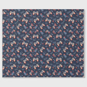 Papier Cadeau Jeu et jeux Thème Bleu Noël (Plat)