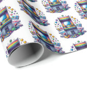 Papier Cadeau Jeu Retro (Coin rond)