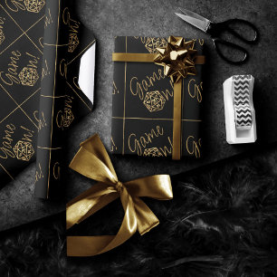 Papier Cadeau Jeu RPG   Tablette fantasy dorée Joueur Rétro