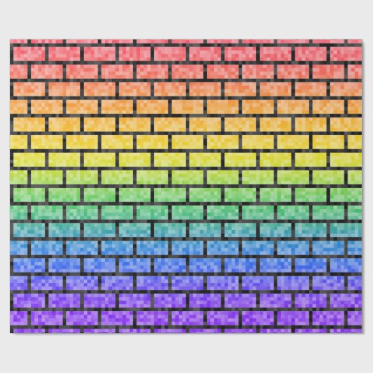 Papier Cadeau Jeu vidéo 8 bits Pixelated Look Rainbow Spectrum (Plat)