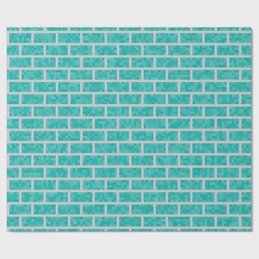 Papier Cadeau Jeu vidéo 8 bits turquoise Look Bricks Motif (Plat)