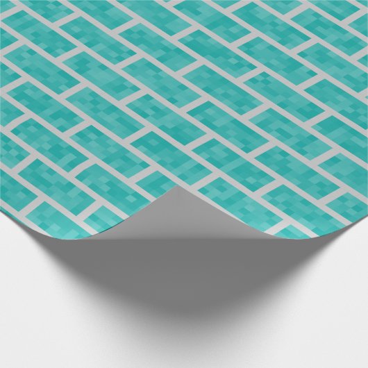 Papier Cadeau Jeu vidéo 8 bits turquoise Look Bricks Motif (Coin)