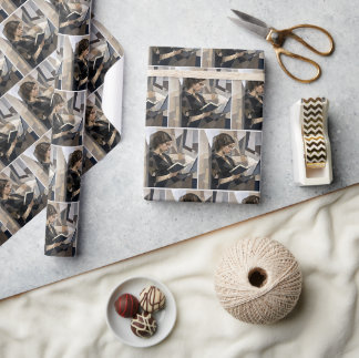 Papier Cadeau Jeune femme lisant un livre de style Picasso