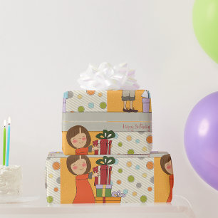 Papier Cadeau Jeune fille Joyeux anniversaire