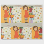 Papier Cadeau Jeune fille Joyeux anniversaire (Plat)