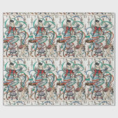 PAPIER CADEAU JEUNE FILLE,RUBANS COLORÉS TOURBILLONNENT,CUPIDON (Plat)