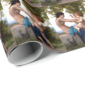 Papier Cadeau Jeune Fille Se Défendant Contre Eros Cupide (Coin rond)