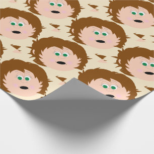 Papier Cadeau Jeune fille Visage Brown cheveux vert Art numériqu