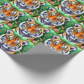 Papier Cadeau Jeune tigre botanique audacieux  (Coin)