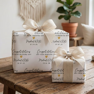 Papier Cadeau Jeunes mariés   Élégant cadeau de mariage personna
