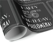 Papier Cadeau JEUX 56E ANNIVERSAIRE ; Style Art Déco avec/ Nom p (Coin rond)