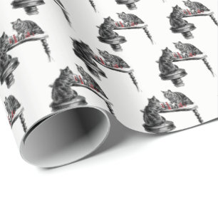 Papier Cadeau Jeux de société Deux chats jouant aux échecs Match