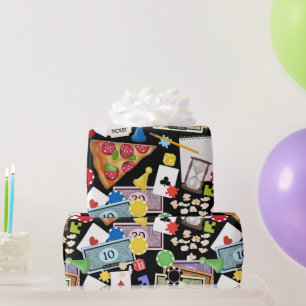 Papier Cadeau Jeux de société pour soirée de jeux Snacks Fête