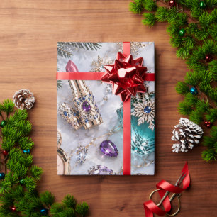 Papier Cadeau Jewel Cosmetics Bleu Violet Noël