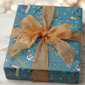 Papier Cadeau Jewish Happy Hanukkah Menorah & Olive Branches