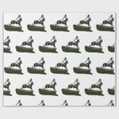 Papier Cadeau Jockey Cheval Saut En Papier Enveloppé Vert (Plat)