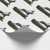Papier Cadeau Jockey Cheval Saut En Papier Enveloppé Vert (Coin)