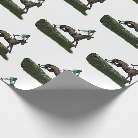 Papier Cadeau Jockey Cheval Saut En Papier Enveloppé Vert (Coin)