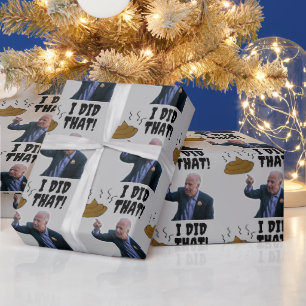 PAPIER CADEAU JOE BIDEN FUNNY POOP CHRISTMAS WRAPPER PAPIER