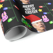 PAPIER CADEAU JOE BIDEN MERRY 4E DE NOËL DE PÂQUES (Coin rond)